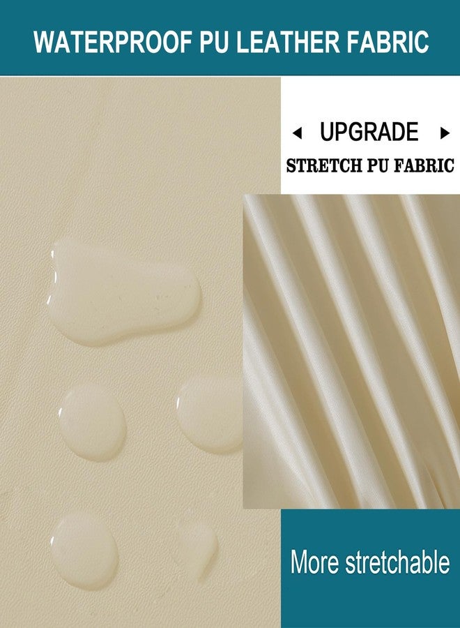 HFCNMY أغطية كراسي بار HFCNMY، عبوة من 4 قطع، مصنوعة من البولي يوريثان المقاوم للماء والمطاطي، مع مساند ظهر، قابلة للغسل، أغطية كراسي بار دوارة للكراسي ذات الظهر القصير - بيج - Image 3